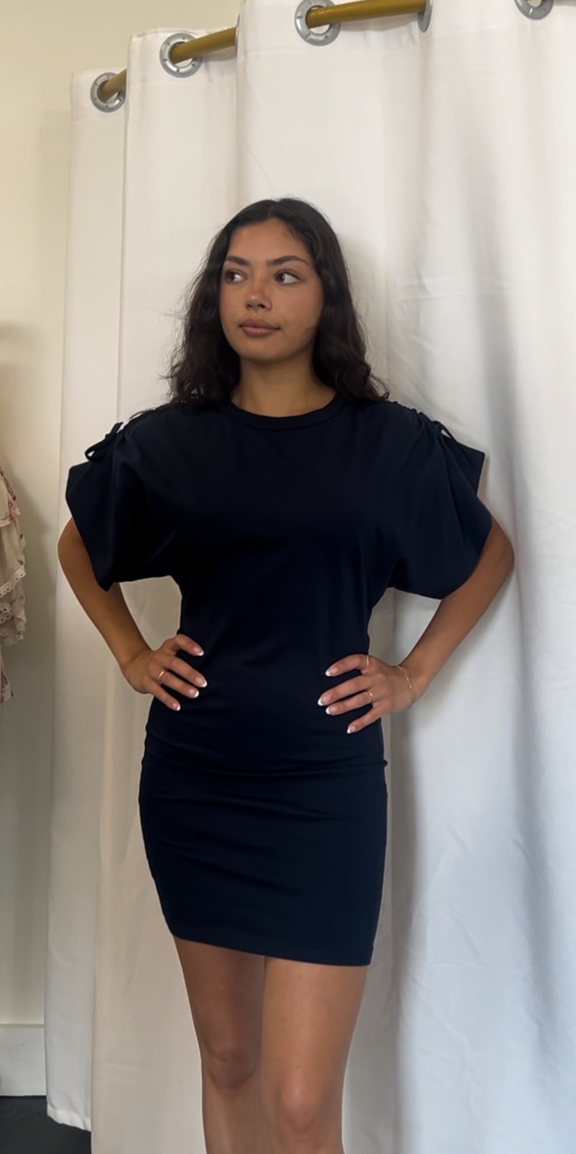 Bow and Cinch Sleeve Dress