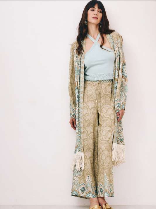 Patterned Lightweight Wideleg Pant
