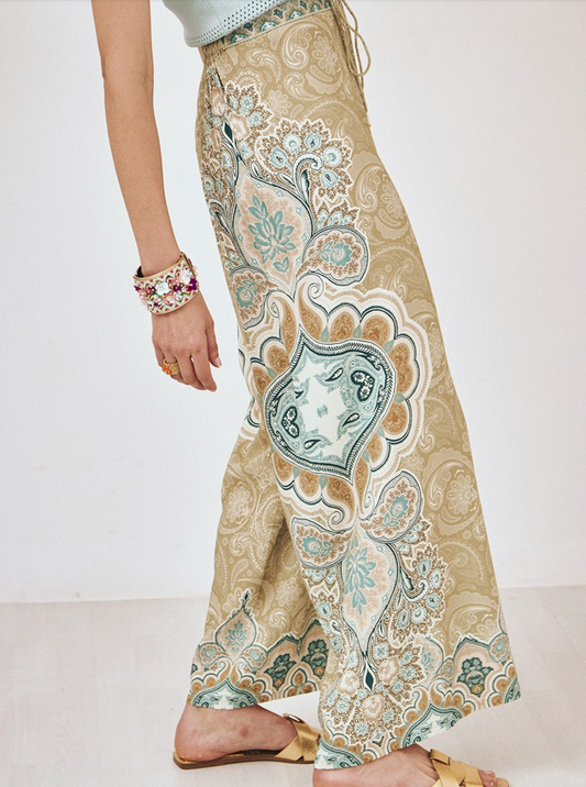 Patterned Lightweight Wideleg Pant