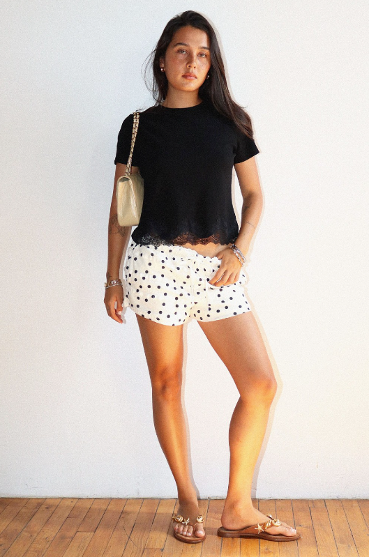 POLKA DOT DRAWSTRING SHORTS