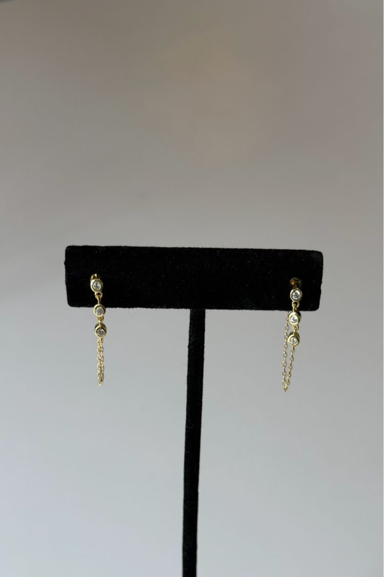 Triple Diamond Drop Chain Studs