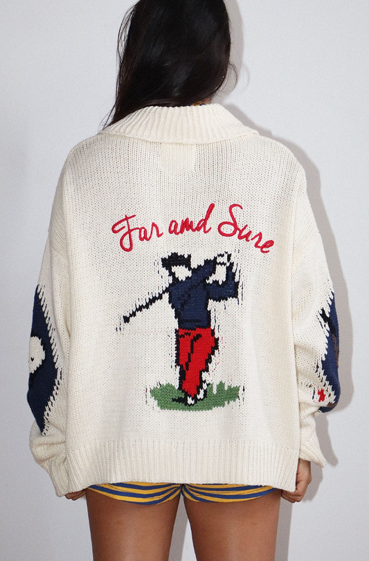 GOLF INTARSIA ZIP SWEATER