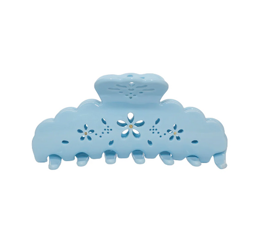 Big Effing Clip in Blue Fleur Eyelet