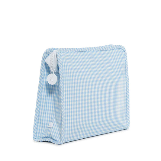 Roadie Large Zip Pouch in Gingham Mist