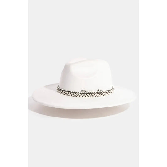 Braided Strap Faux Suede Fedora Hat