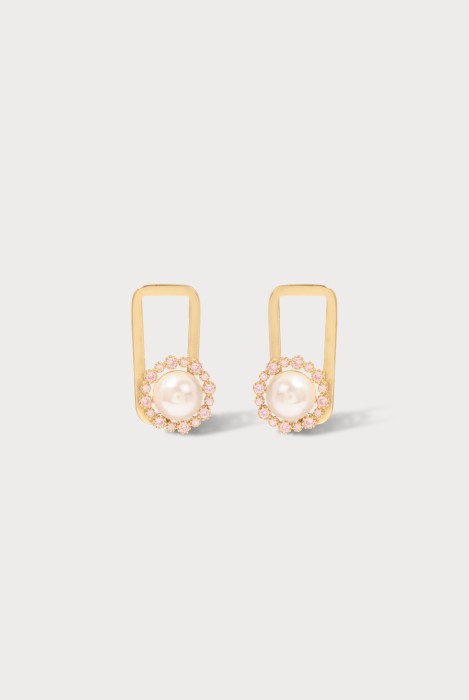Boucles d'oreilles Halo rectangle