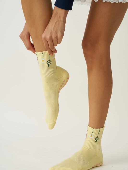 🌿 Flower Stem Grip Sock, Pilates Socks