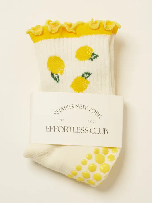 🍋 Lemon Ruffle Grip Sock, Pilates Socks
