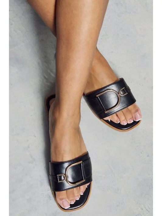Buckle Strap Slider Sandals