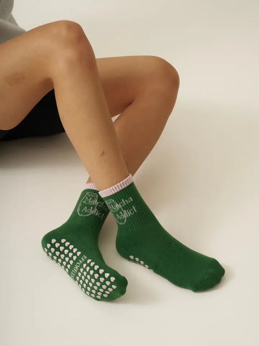 🍵 Matcha Addict Grip Sock, Pilates Socks