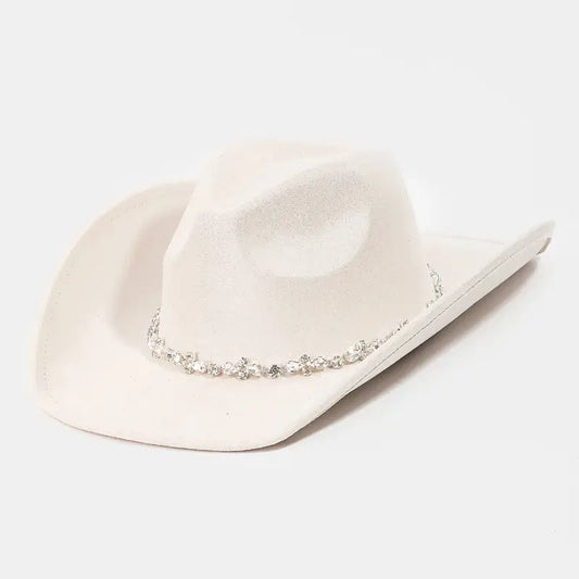 Rhinestone Studded Strap Western Cowboy Hat