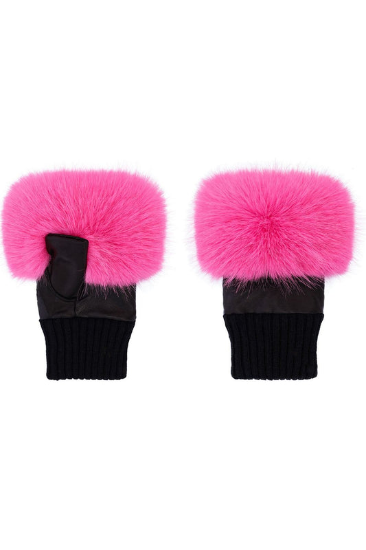 Pink Faux Fur Fingerless Gloves