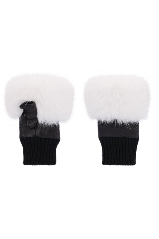 White Faux Fur Fingerless Gloves