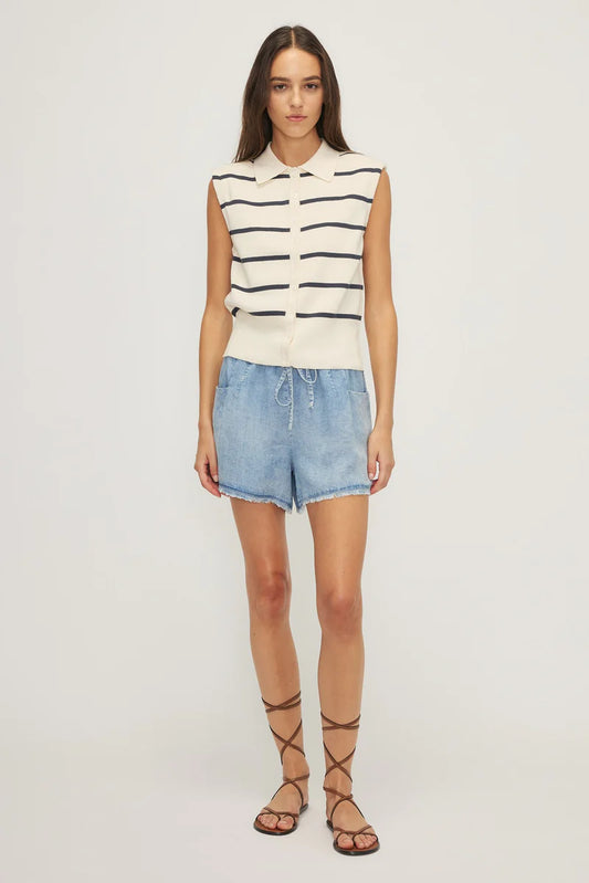 Adella Sweater Top In Navy stripe
