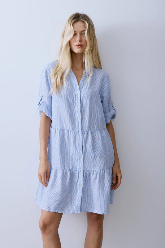 Morel Dress / Blue Pin Stripe