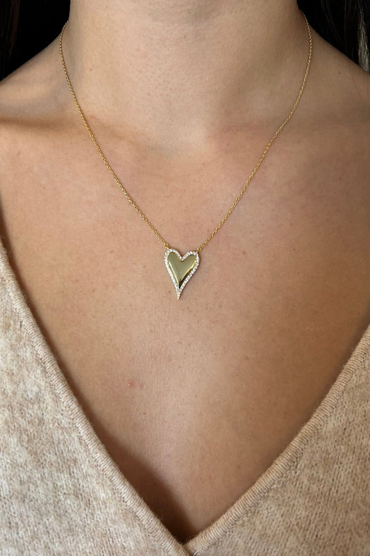 Sparkle Frame Large Heart Necklace