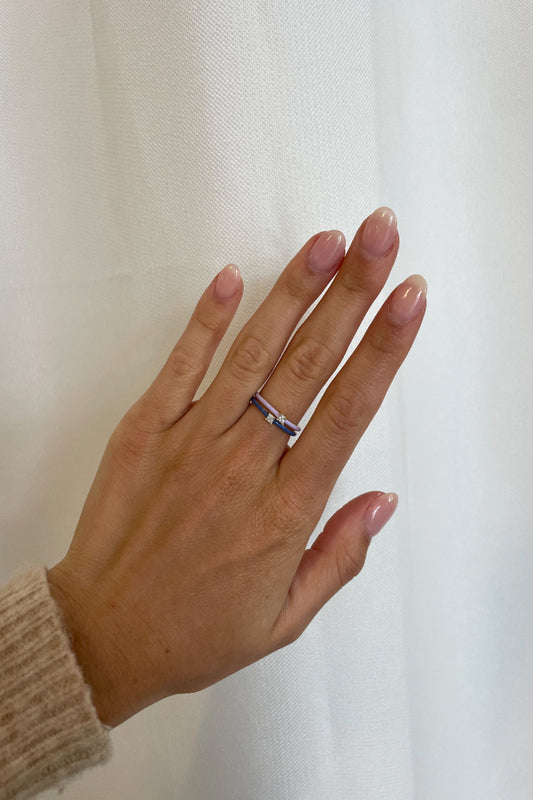 Thin Pastel Band Diamond Ring