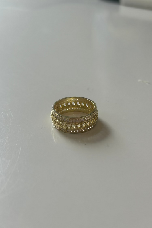 Double Glitter Band Center Link Ring