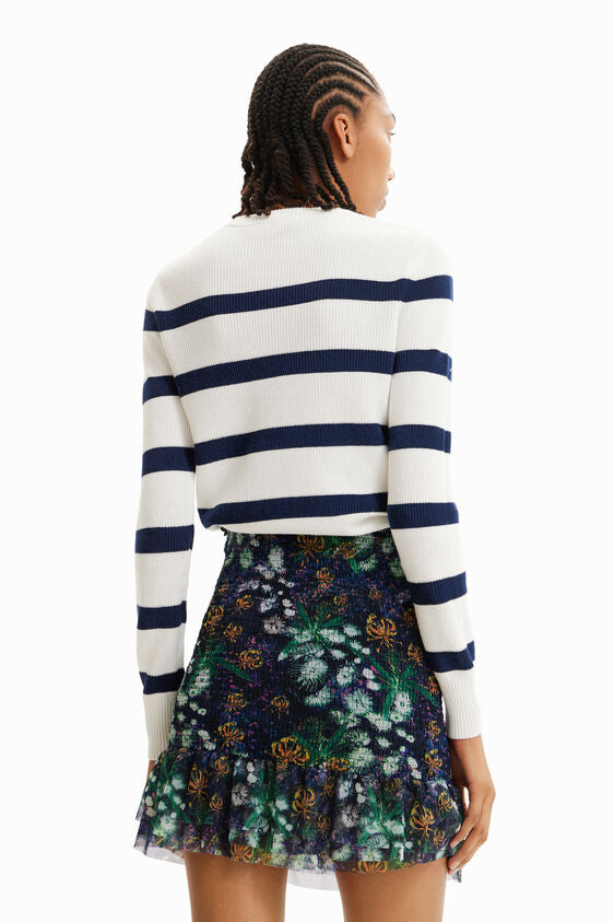 Striped flower pullover